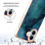 iPhone 16 Plus Marmormønster Galvaniseret IMD TPU Cover - Grøn