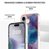 iPhone 16 Plus Marmormønster Galvaniseret IMD TPU Cover - Lilla