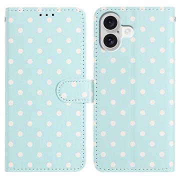 iPhone 16 Plus Pung Etui med Prikket Mønster - Blå