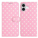 iPhone 16 Plus Pung Etui med Prikket Mønster - Pink