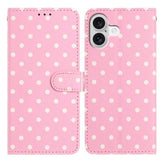 iPhone 16 Plus Pung Etui med Prikket Mønster - Pink