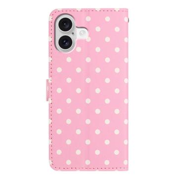 iPhone 16 Plus Pung Etui med Prikket Mønster - Pink