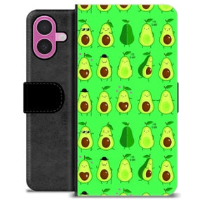 iPhone 16 Plus Premium Flip Cover med Pung - Avocadomønster