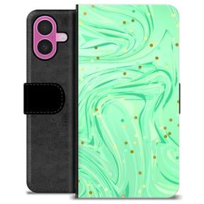 iPhone 16 Plus Premium Flip Cover med Pung - Grøn Mynte