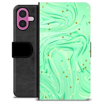 iPhone 16 Plus Premium Flip Cover med Pung - Grøn Mynte