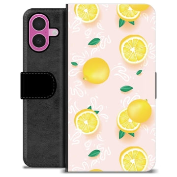 iPhone 16 Plus Premium Flip Cover med Pung - Citron Mønster