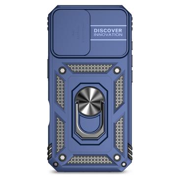 iPhone 16 Plus Roterende Ring Hybrid Cover med Kameraskjold - Blå