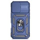 iPhone 16 Plus Roterende Ring Hybrid Cover med Kameraskjold - Blå