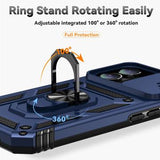 iPhone 16 Plus Roterende Ring Hybrid Cover med Kameraskjold - Blå