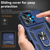 iPhone 16 Plus Roterende Ring Hybrid Cover med Kameraskjold - Blå