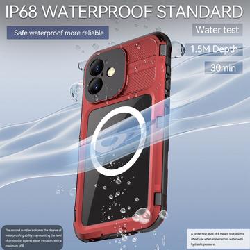 iPhone 16 Plus Shellbox M Series IP68 vandtæt cover - dykkercover med MagSafe-kompatibilitet - rød
