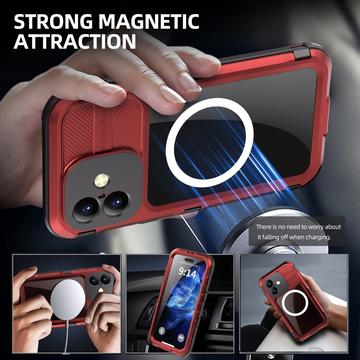 iPhone 16 Plus Shellbox M Series IP68 vandtæt cover - dykkercover med MagSafe-kompatibilitet - rød