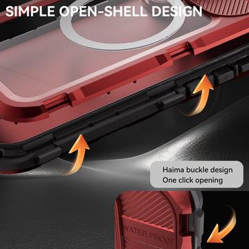 iPhone 16 Plus Shellbox M Series IP68 vandtæt cover - dykkercover med MagSafe-kompatibilitet - rød