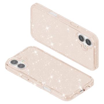 iPhone 16 Plus Stylish Glitter Series Hybrid Cover - Guld