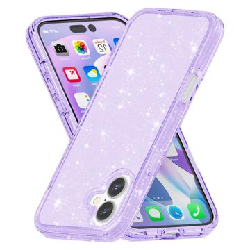 iPhone 16 Plus Stylish Glitter Series Hybrid Cover - Lilla
