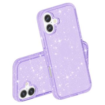 iPhone 16 Plus Stylish Glitter Series Hybrid Cover - Lilla
