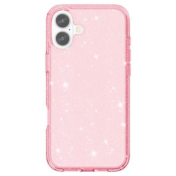 iPhone 16 Plus Stylish Glitter Series Hybrid Cover - Pink