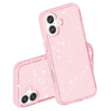 iPhone 16 Plus Stylish Glitter Series Hybrid Cover - Pink