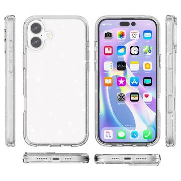 iPhone 16 Plus Stylish Glitter Series Hybrid Cover - Hvid