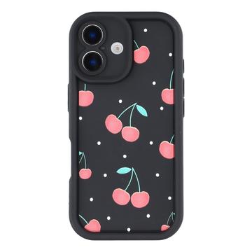 iPhone 16 Plus Stilfuldt stødsikkert TPU cover med forhøjede kanter - Sort / Prikket sløjfe