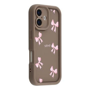 iPhone 16 Plus Stilfuldt stødsikkert TPU cover med forhøjede kanter - Brun / Sløjfe