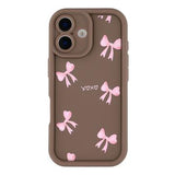 iPhone 16 Plus Stilfuldt stødsikkert TPU cover med forhøjede kanter - Brun / Sløjfe