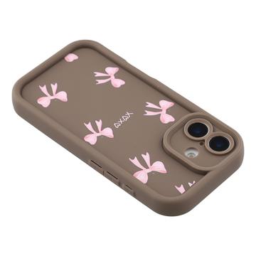 iPhone 16 Plus Stilfuldt stødsikkert TPU cover med forhøjede kanter - Brun / Sløjfe