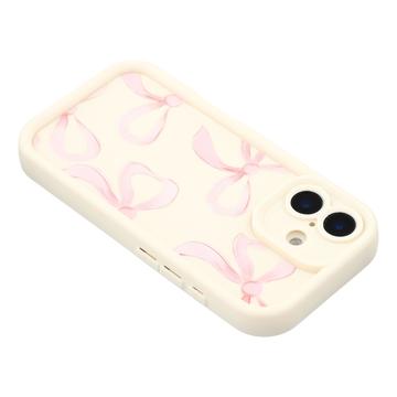 iPhone 16 Plus Stilfuldt stødsikkert TPU cover med forhøjede kanter - hvid / stor sløjfe