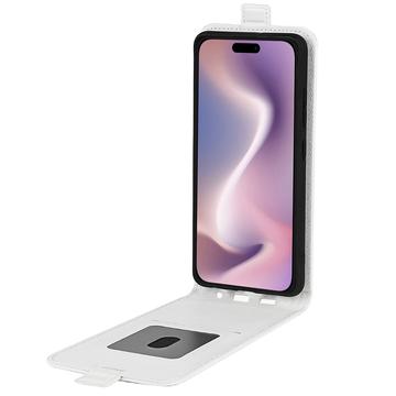 iPhone 16 Plus Vertikal Flip Taske med Kortholder - Hvid