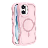 iPhone 16 Plus Bølgekant magnetisk hybrid cover - pink
