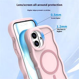 iPhone 16 Plus Bølgekant magnetisk hybrid cover - pink