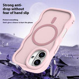 iPhone 16 Plus Bølgekant magnetisk hybrid cover - pink