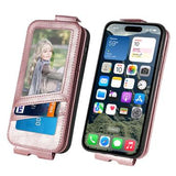 iPhone 16 Plus Lynlåslomme Vertikal Flip Cover - Rødguld