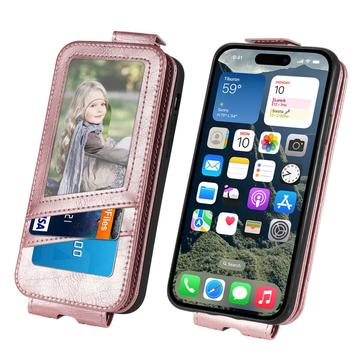 iPhone 16 Plus Lynlåslomme Vertikal Flip Cover - Rødguld