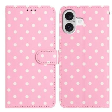 iPhone 16 Pung Etui med Prikket Mønster - Pink