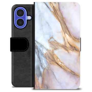 iPhone 16 Premium Flip Cover med Pung - Elegant Marmor