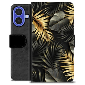 iPhone 16 Premium Flip Cover med Pung - Gyldne Blade