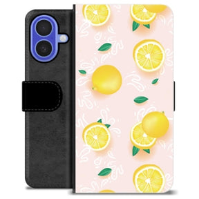 iPhone 16 Premium Flip Cover med Pung - Citron Mønster