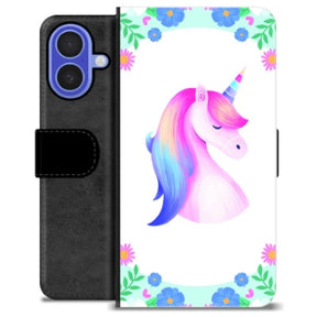 iPhone 16 Premium Flip Cover med Pung - Enhjørning