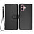 iPhone 16 Premium Wallet-etui med rem - kulfiberstruktur - kulsort