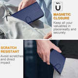 iPhone 16 Premium Wallet-etui med rem - kulfiberstruktur - Kulstofblå