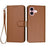 iPhone 16 Premium Wallet-etui med rem - kulfiberstruktur - Kulstofkaffe