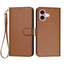 iPhone 16 Premium Wallet-etui med rem - kulfiberstruktur - Kulstofkaffe