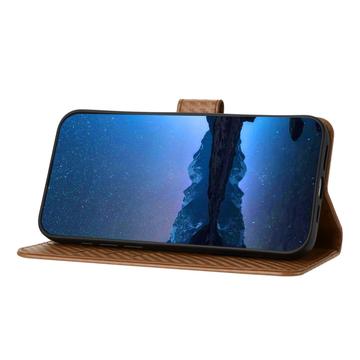 iPhone 16 Premium Wallet-etui med rem - kulfiberstruktur - Kulstofkaffe