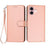 iPhone 16 Premium Wallet-etui med rem - kulfiberstruktur - Kulstoflyserød