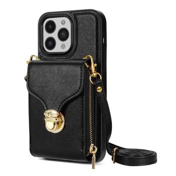iPhone 16 Pro Alt-i-et cover med pung og rem - Sort