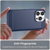 iPhone 16 Pro Børstet TPU Cover - Karbonfiber - Blå