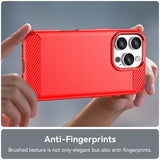 iPhone 16 Pro Børstet TPU Cover - Karbonfiber - Rød