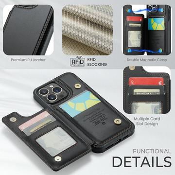 iPhone 16 Pro Caseme C22-etui RFID-kortpung - Sort