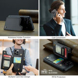 iPhone 16 Pro Caseme C22-etui RFID-kortpung - Sort